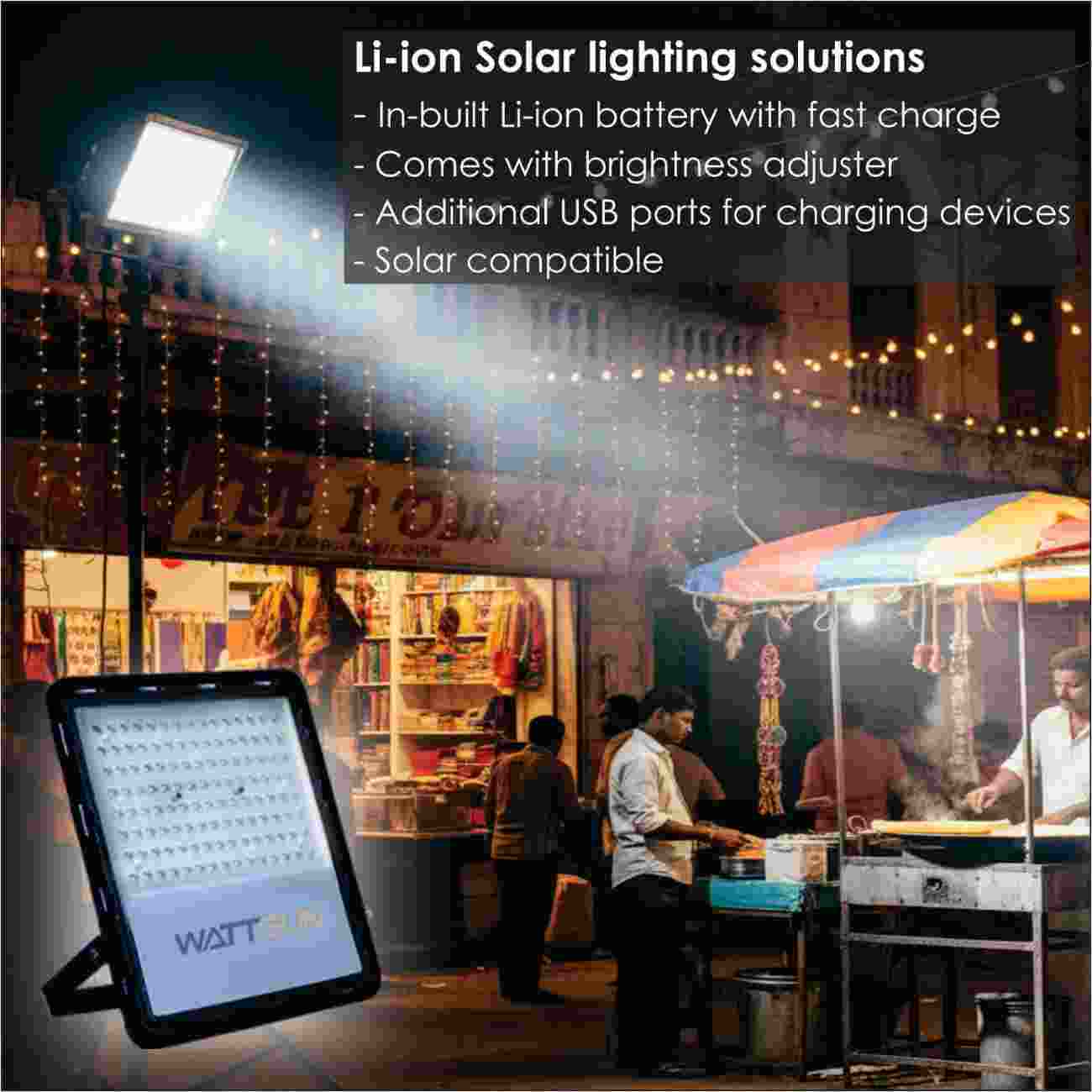 100W Rechargeable Solar LED Flood Light | 2500mAh Lithium Battery | HP-F100Li ECO Plus